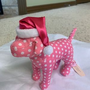 VICTORIA’S SECRET Pink Small Stuffed Dog with Santa Hat